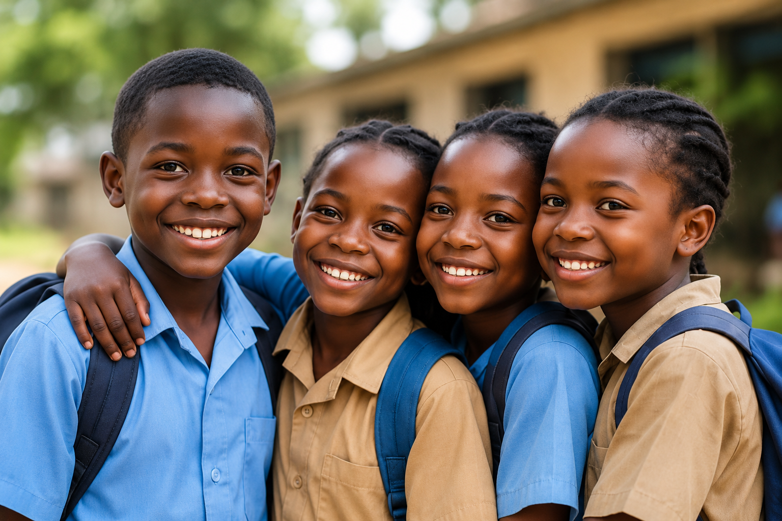 Happy school children smiling
